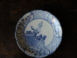 レトロで可愛い◇花と漢字。伊万里　印判中皿　骨董・antiques 器　古民家　古道具　大正〜昭和初期の画像