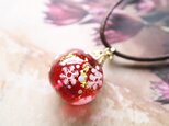 クリスマスペンダント「オーナメントモチーフ」雪の結晶(金赤）