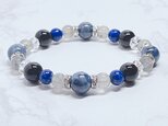 人間関係や仕事の基盤を固める サファイア モリオン ラピスラズリ ラブラドライト 天然石 ブレスレット No758