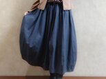 ミモレ丈 スカート ネイビー L / 紺 バルーン ロングスカート ギャザースカートの画像