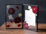 【母の日ギフトにおすすめ】プレスフラワー 真鍮・ガラスフレームL「Thank you」レッド×ホワイト 押し花 フレームの画像