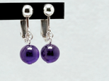 ラス1 8mm シンプル アメジスト/紫水晶  RHP イヤリング - ベリーM