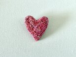 " 秋冬ピンクのハート刺繍ブローチ"