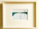 犬の絵｜原画「夕焼け空」水彩イラスト　※木製額縁入りの画像