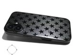 【iPhone16pro/15/14/13/12/12mini/11~】特殊グロス加工レザーケースカバー（スター×ブラック)星柄