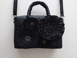 black ribbon flower 2way bagの画像