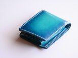 シンプル二つ折り財布　ヌメ革　青　ブルー　【海の色】