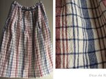 リトアニアリネンのスカート　クロス柄・チェックの画像