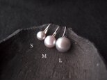 【Gray／Medium】Baby Spoon Pearl Earrings／ベビースプーン パールピアス（silver）の画像