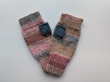 ランダムボーダーのハンドウォーマー エンジピンク系