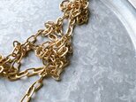 N248-ヴィンテージネックレス・Textured gold tone large ring long chain