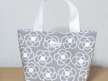 ミニトートバッグ★花柄（グレー）の画像