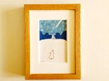 【星に願いをこめて】原画「流れ星」 ※2L木製額縁入り・水彩・インテリアアート・犬の絵