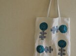 トートバッグ　白(青い花)の画像