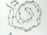 あさぎいろに咲いた花たちのネックレス/グラスホルダー（#1156)(受注製作)の画像