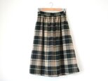 ギャザースカート　起毛コットンチェック　グリーン