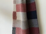手織りラムウールマフラー/赤系 2402001