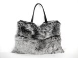 スペインムートンと羊革のトート 大(白黒)