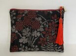 ＊アンティーク着物＊花模様泥大島紬のポーチ（９マルキ）