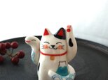 からまり福へび抱き招き猫　　〈 受注製作 〉の画像