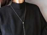 サージカルステンレス〇ジルコニアのスライド式ロングネックレス（シルバー）　Y字ロング　ラリエット　金属アレルギー対応