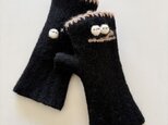 少し長め シマエナガちゃんのフェルティングミトン 黒