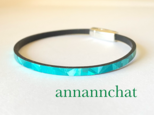 【ヨーロッパ製 　ミラーフォイル　ターコイズ　ブルー　３㎜幅　ブレスレット】メタリック　マグネット留め　男性にも　