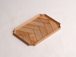 ヘリンボーンの隅切御盆 ツガ 小サイズ 【限定品】