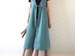 艶やかブルーグリーン✴︎そのままお出掛けOK！ワンピース仕立ての2wayエプロン