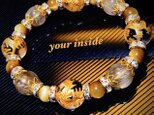 金色 龍彫り水晶 ルチルクォーツ 天然石ブレスレット