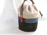 バケツ巾着　ファー×帆布　
