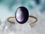 黒蝶貝のオーバル・サージカルステンレス・フリーサイズリング ~射干玉(ぬばたま)