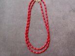 【受注制作】Red Coral Necklace／レッドコーラル ロングネックレス（Medium／Rice Shape）