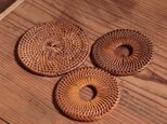 №399　茶托3点　籐　コースター　古道具　古雑貨　■送料無料■
