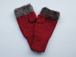 起毛ヤーンのハンドウォーマー　レッド