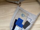リネンのコラージュと刺子のショルダーバッグ