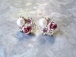 PA284-【 AVON 】エイボン・ヴィンテージピアス 80s "SAQ" Signed Pink Metal Rose