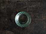 グリーンで素敵◆プレスガラス小皿　古民家　古道具　骨董/antiques　インテリア　大正〜昭和初期の画像