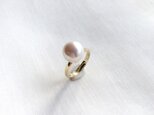 大粒10mmupボタン ラウンド淡水パールフリーリング 重ね付け 指輪