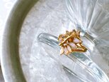 R380-ヴィンテージリング U.S.A. Gold Tone Clear Rhinestone Pale Glassの画像