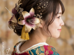 百合 ユリ リリー 成人式 卒業式 結婚式 七五三 髪飾り 和装 袴 振袖 水引 タッセル かすみ草 OHANA