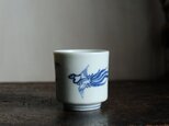 日々の暮らしのお供◆味のある絵付け。瀬戸焼　花鳥文染付湯呑み　骨董・antiques　古道具　明治~大正期 Cの画像