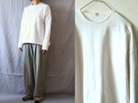 【受注制作】白/コットンストレッチ裏毛 切りっぱなしTトレーナー
