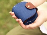 ころころ小さい財布　コンパクトウォレット　ブルー×ブラウン