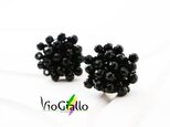 オニキスの花ピアス