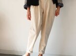 再販★綿麻トリプルウォッシュタックテーパードパンツ