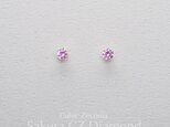 つけっぱなしOK!ピアス 桜色CZダイヤ キュービックジルコニア サージカルステンレス 金属アレルギー 春 スキンピアス