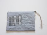 小さな布たちのフラットポーチ　グレイッシュブルー