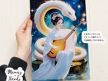 A4 ポスター 弁財天 と 白蛇 瀬織津姫 水彩画 日本神話 開運 イラスト アートの画像