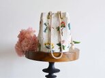 数量限定! フラワー刺繍 2way ポシェットマリンバッグ　エクリュホワイト　ミニショルダー　ボタニカルの画像